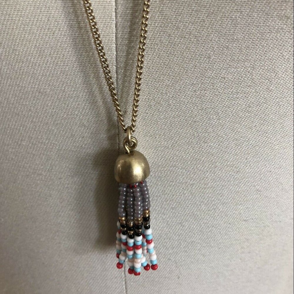 J.Crew Women’s Gold Beaded Tassel Necklace NWOT
